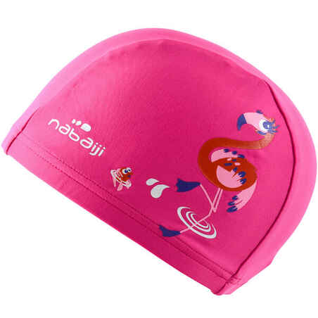 Mesh Print Swimming Cap, Size S - Flamingo Pink