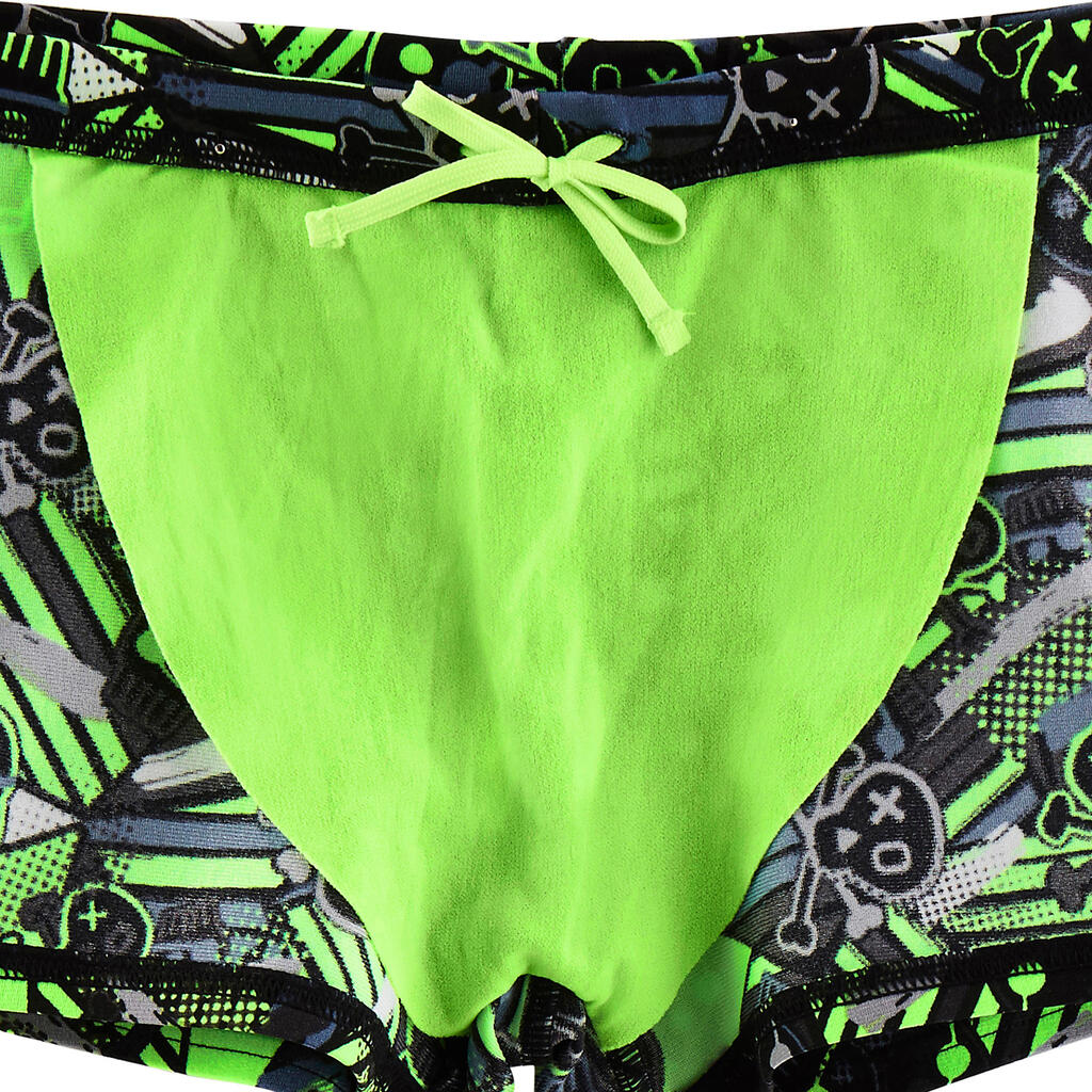 500 FIT BOY'S BOXER SWIM SHORTS - ALL TAG GREEN BLUE