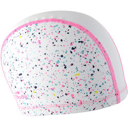 BONNET DE BAIN MAILLE SILICONE 500 PRINT TAILLE L COS BLANC