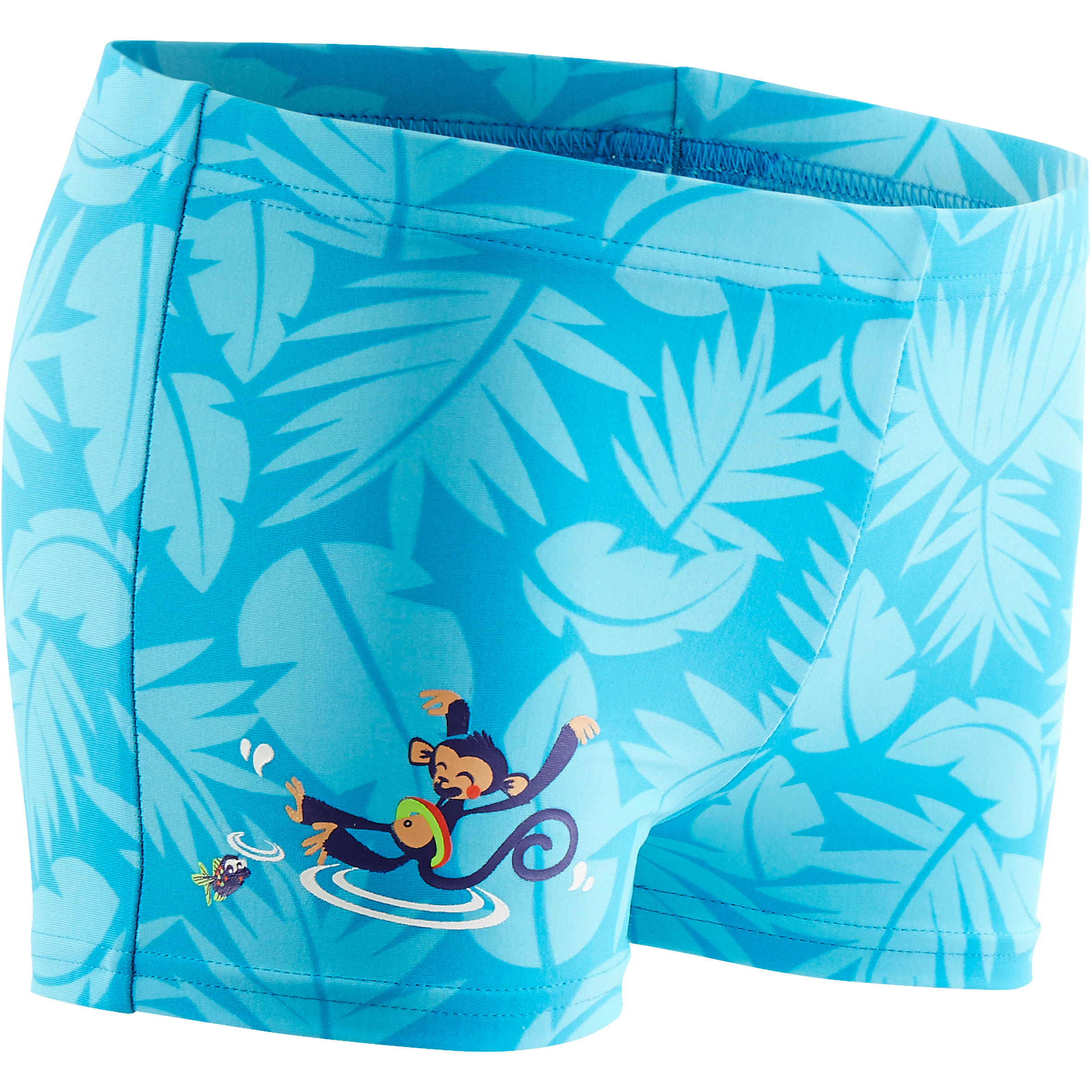 Blue baby boy's monkey print boxer swim shorts 1/4