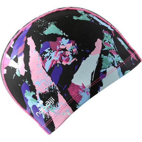 Download SILICONE MESH PRINT SWIM CAP SIZE L - CUT BLACK | Nabaiji