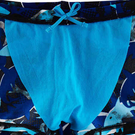 500 BOY’S SWIM BOXER SHORTS PRINT ALLJAWS BLUE