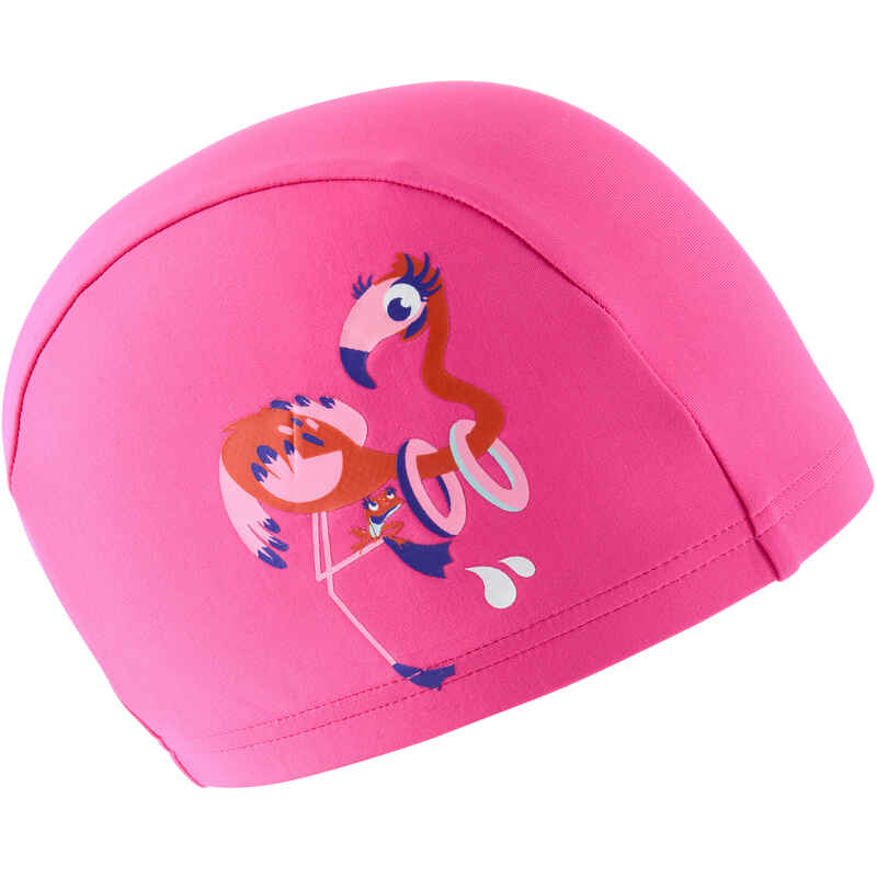 Mesh Print Swimming Cap, Size S - Flamingo Pink