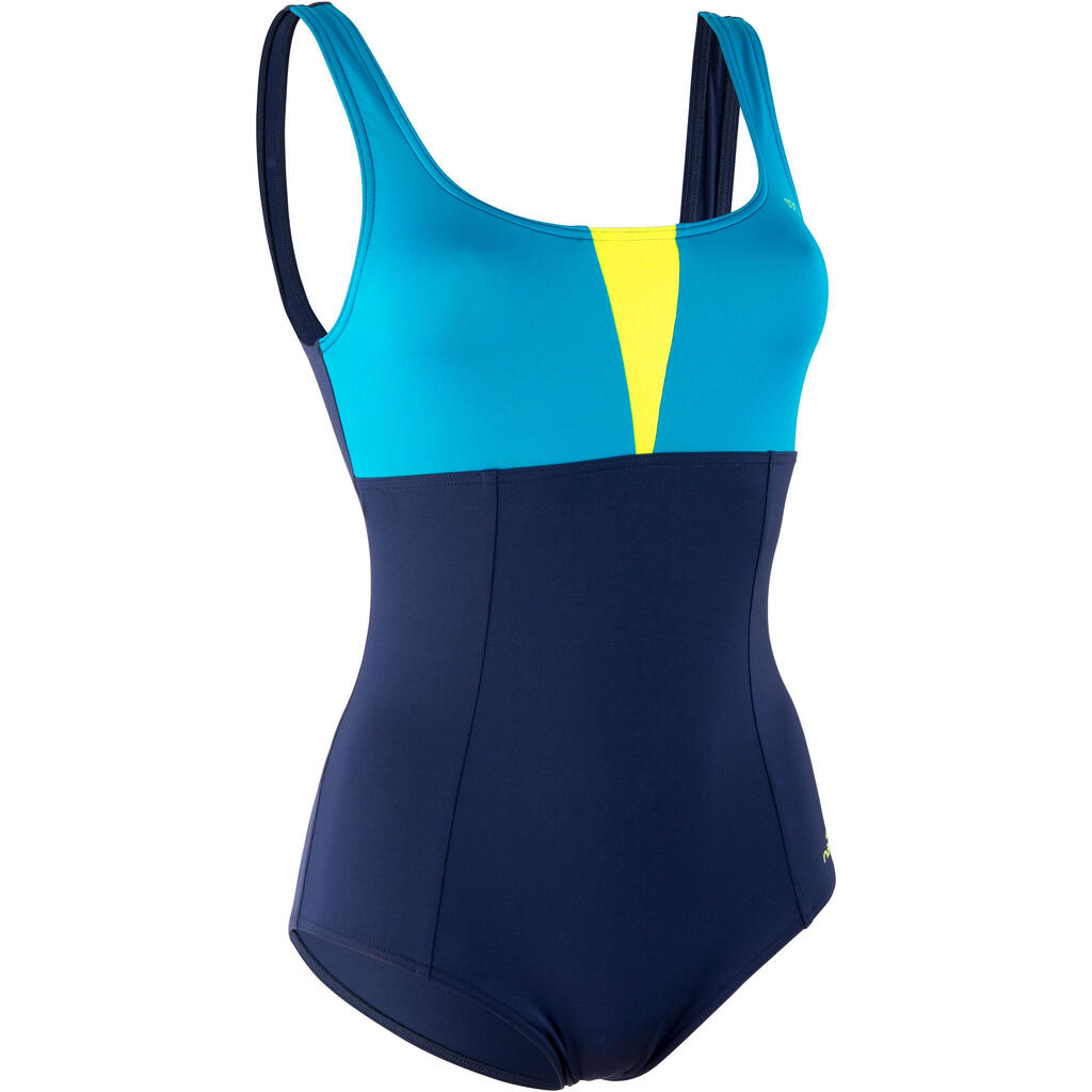 Karol One-Piece Women's Aquafitness Swimsuit - Blue/Yellow