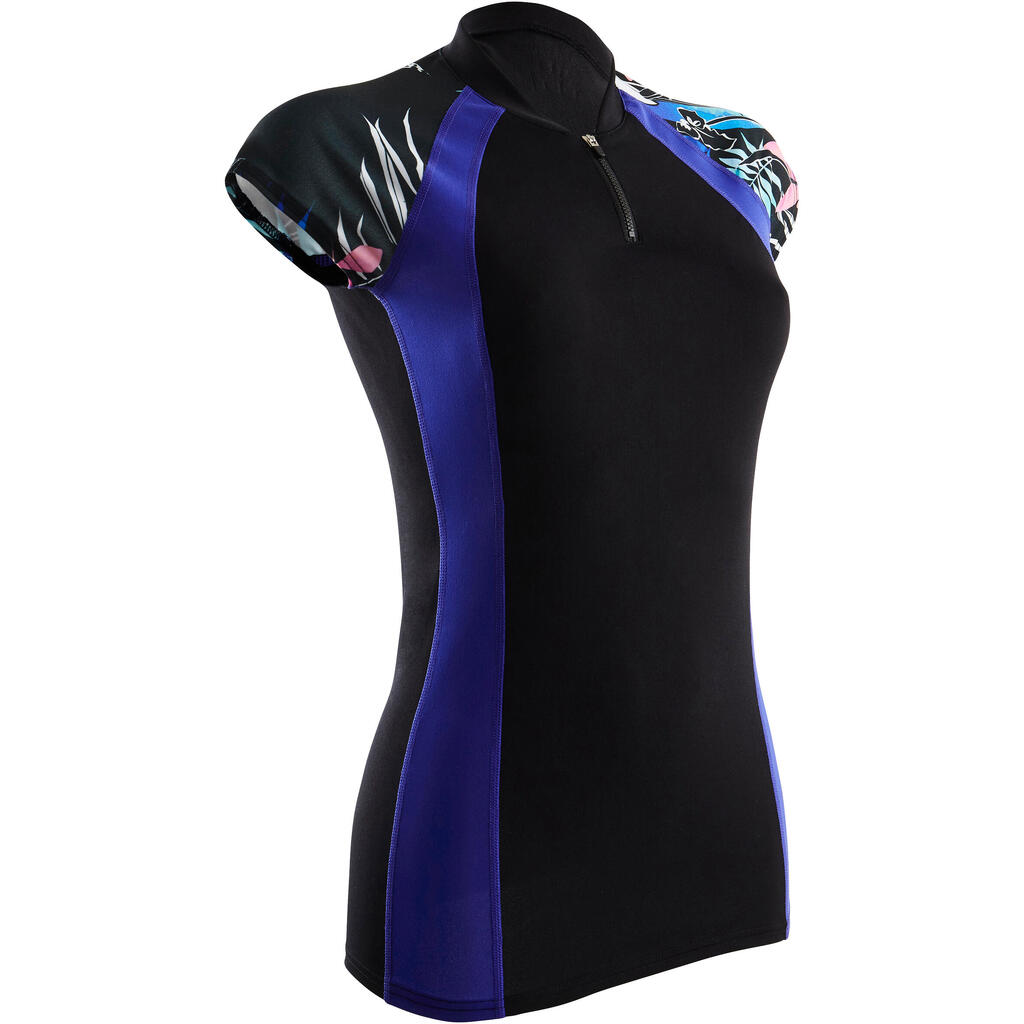 Black women's short-sleeved anna aquagym and aquafitness top