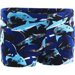 MAILLOT DE BAIN GARçON BOXER 500 PRINT ALLJAWS BLUE