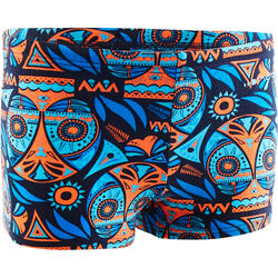 MAILLOT DE BAIN GARçON BOXER 500 PRINT ALL OWLA ORANGE