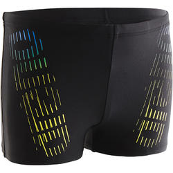 MAILLOT DE BAIN GARCON BOXER FLASH NOIR JAUNE