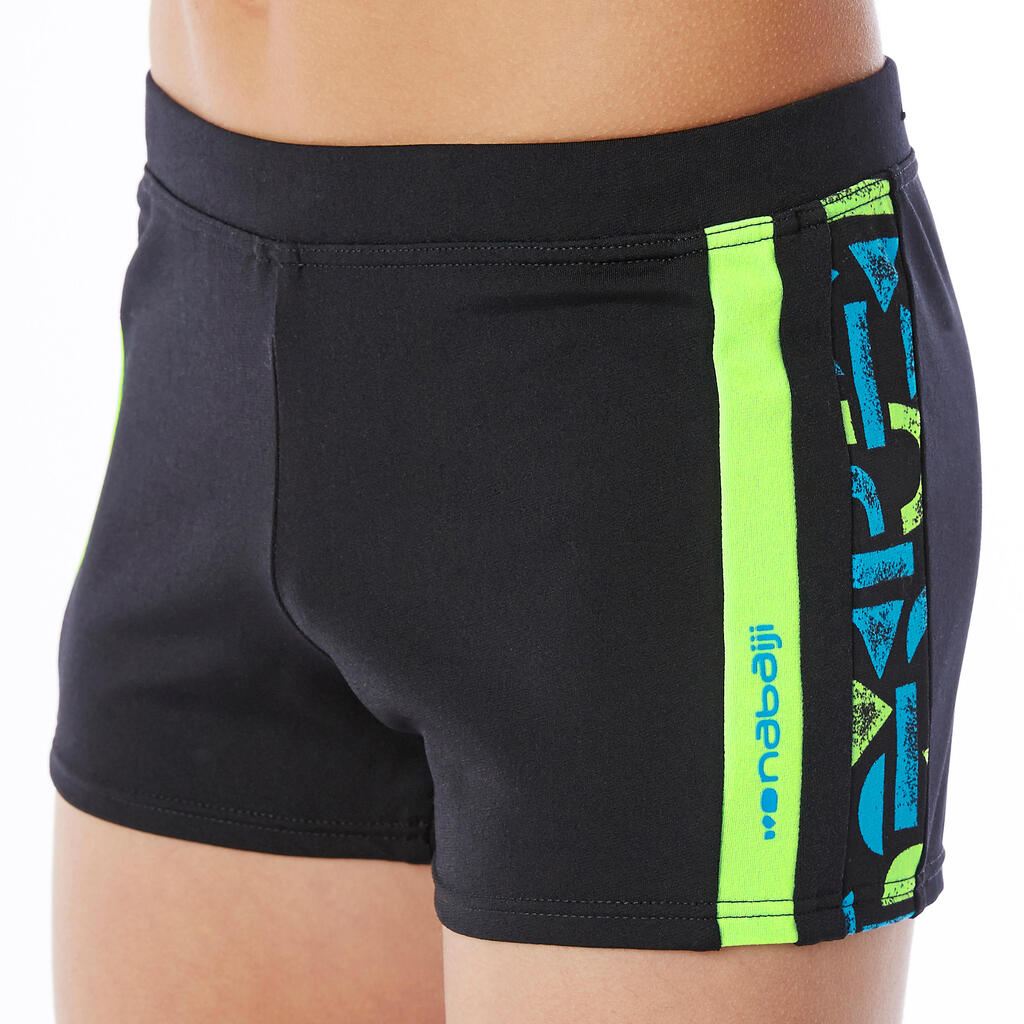 Badehose Boxer Yoke Jungen chlorresistent schwarz/grün