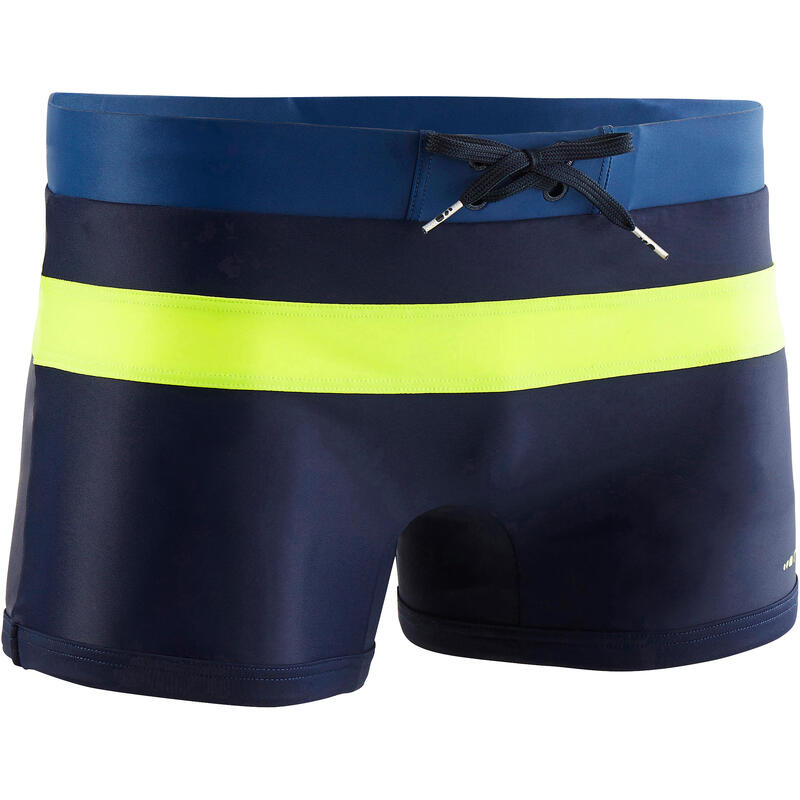 BAÑADOR DE NATACIÓN HOMBRE BOXER 550 POOL H AZUL MARINO AMARILLO 