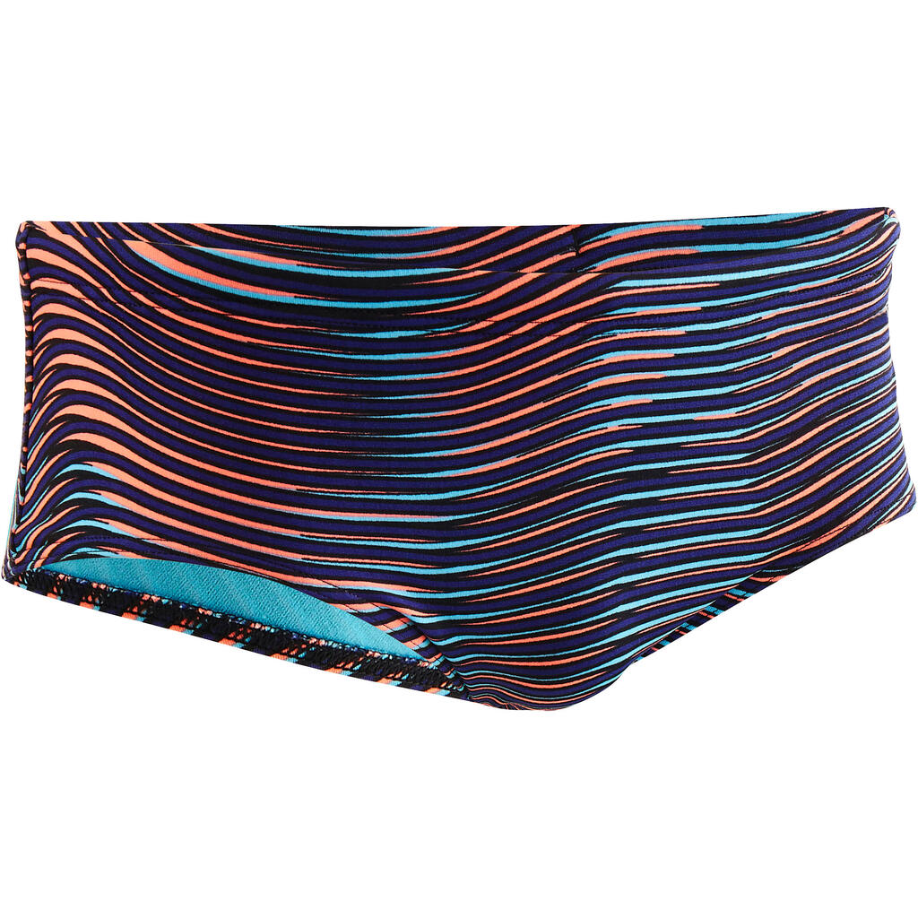 Pánske slipové bandážové plavky 900 modré s potlačou 