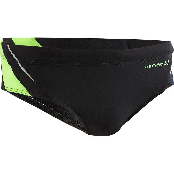 BAÑADOR DE NATACIÓN HOMBRE TIPO SLIP 900 YOKE NEGRO BLANCO Nabaiji