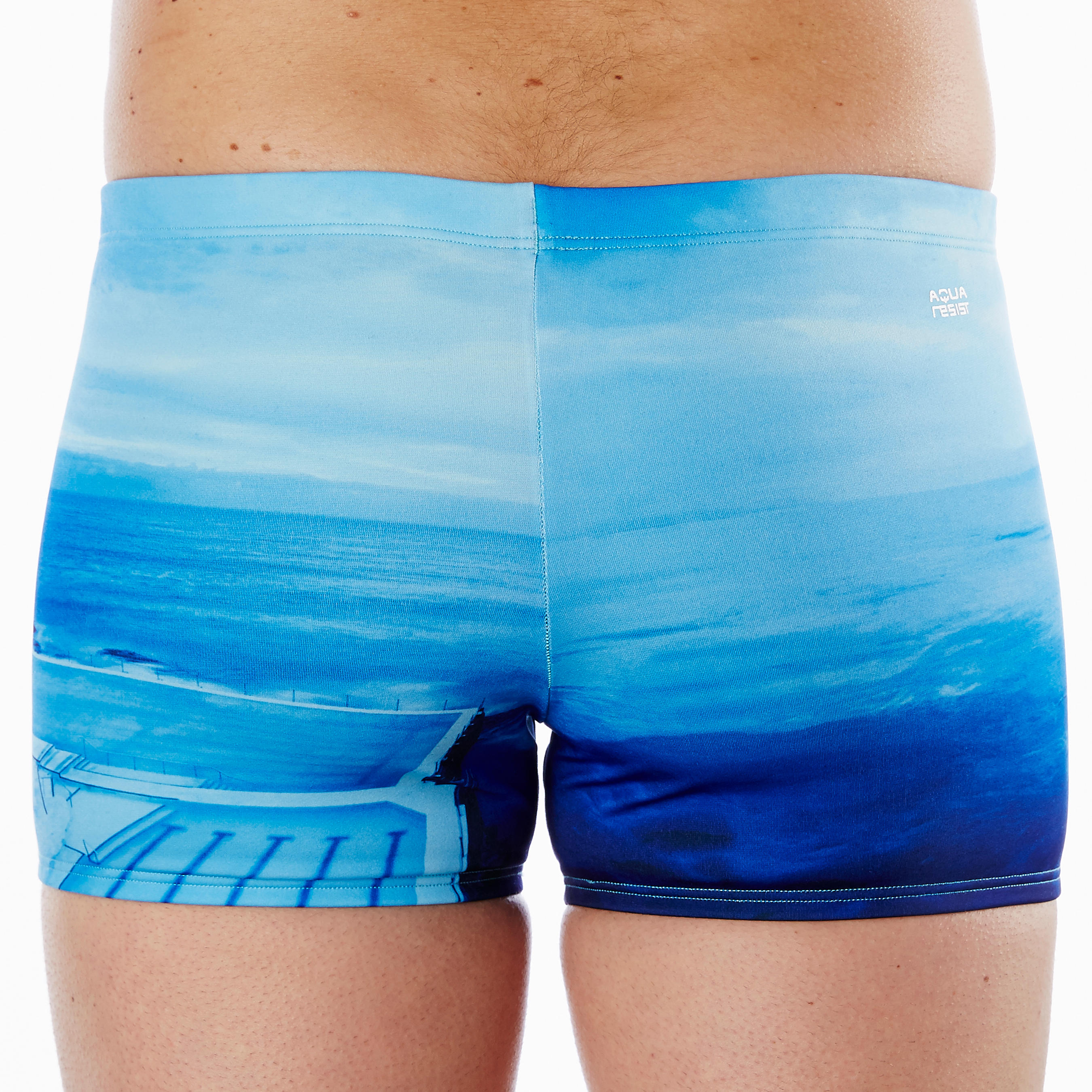 MEN'S BOXER-STYLE SWIM SHORTS 500 PRINT BONDI BEACH 3/6