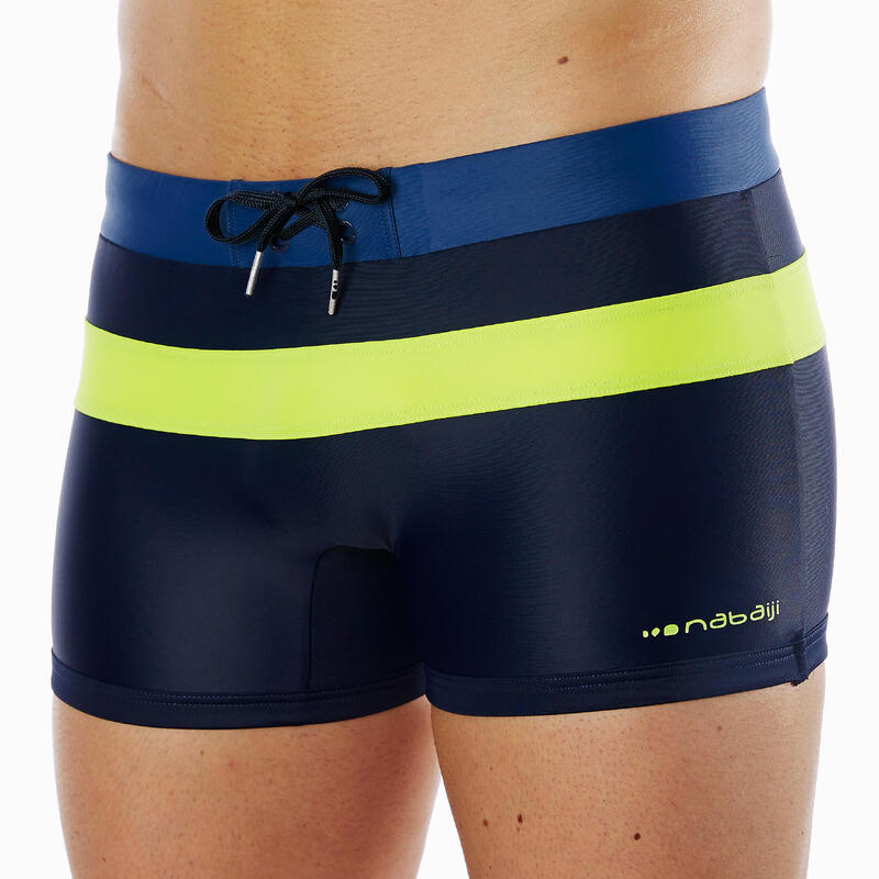 BAÑADOR DE NATACIÓN HOMBRE BOXER 550 POOL H AZUL MARINO AMARILLO 