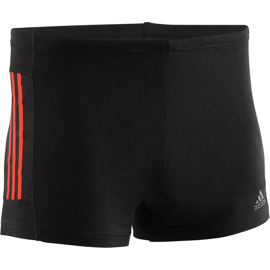 Badehose Boxer 3 Streifen Herren schwarz/rot