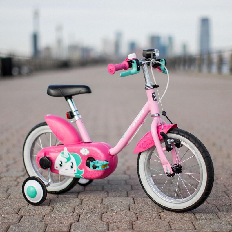 Producto reacondicionado BICICLETA DE NIÑA UNICORNIO 500 14 PULGADAS 3-4,5 AÑOS