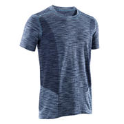 Seamless Half-Sleeved Dynamic Yoga T-Shirt - Mottled Blue