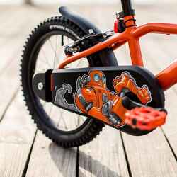 Kids' 16-inch, chain guard, easy-braking bike, orange