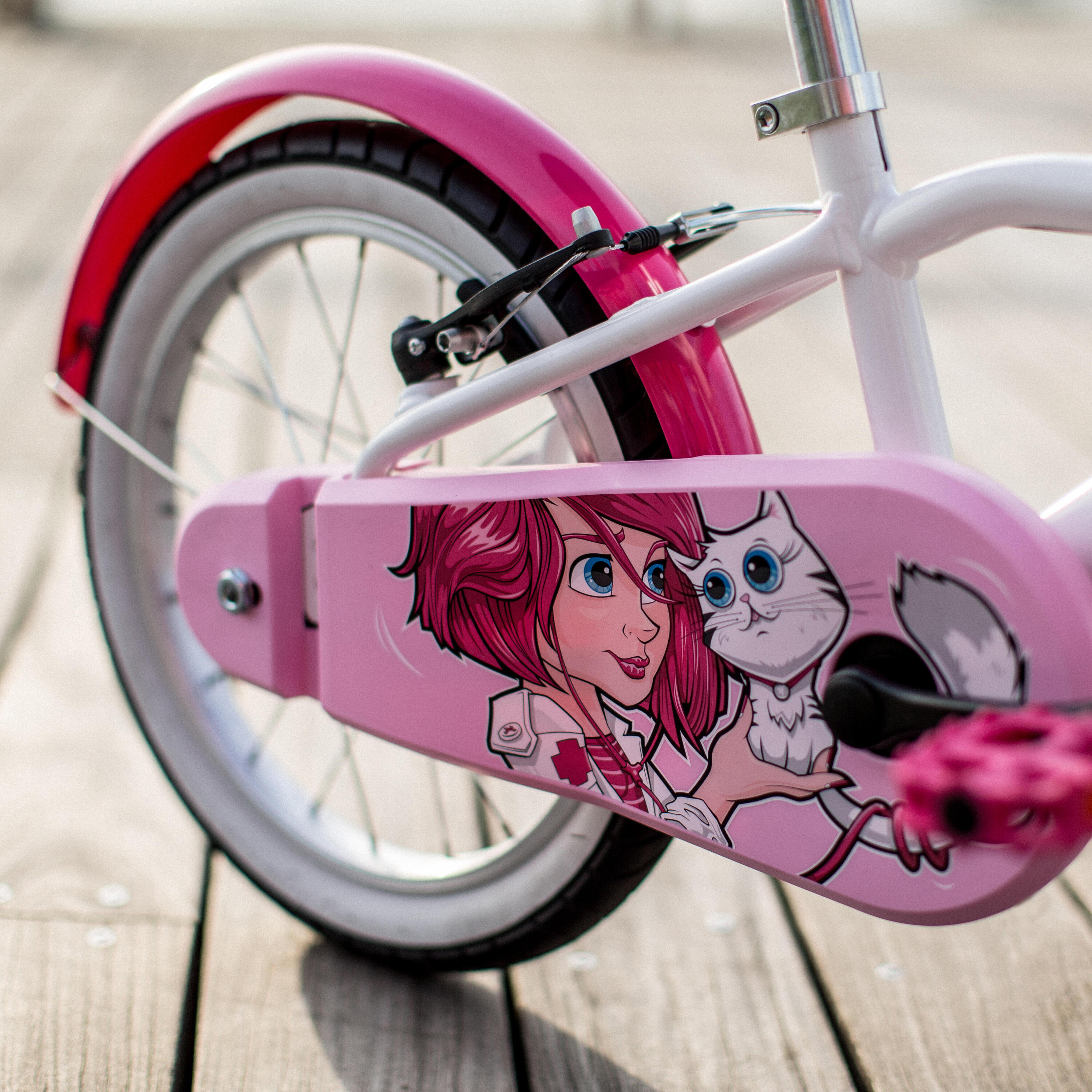 Kinderfahrrad 16 Zoll 500 Docto Girl weiß/pink 5/14