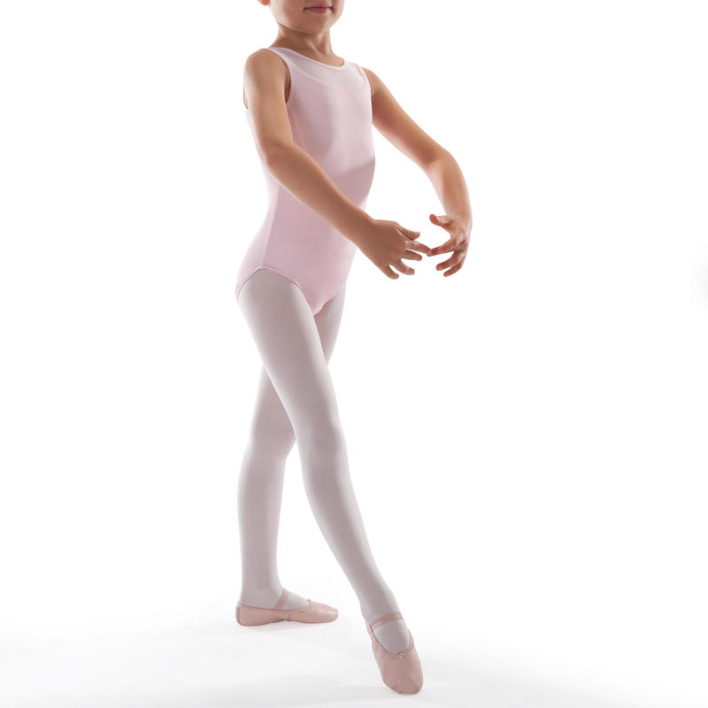 Léotard de danse classique bi-matière fille rose Léotard de danse classique bi-matière fille rose