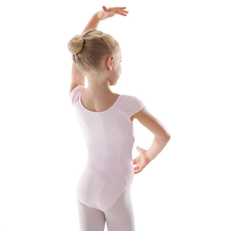Купальник с короткими рукавами для классического танца для девочек бледно-розовый