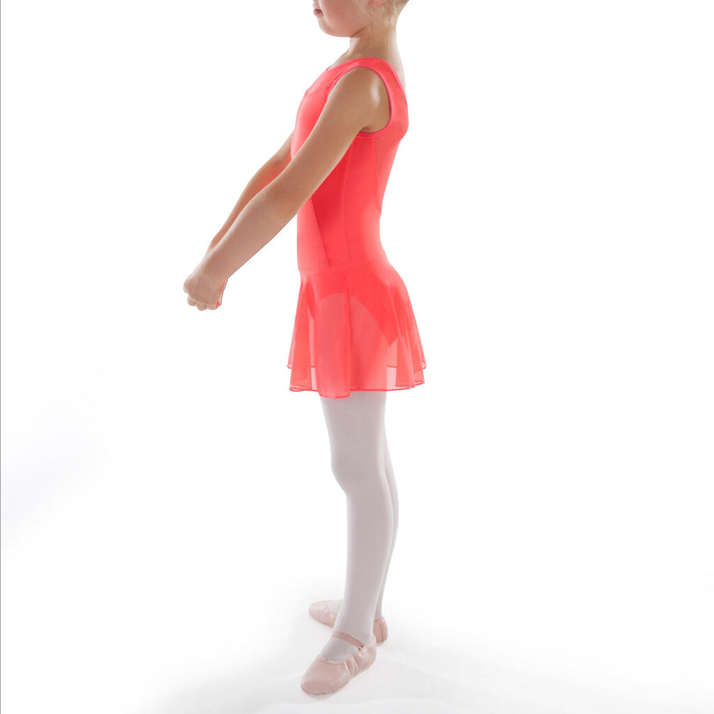 Dievčenská baletná suknička so závojom koralová