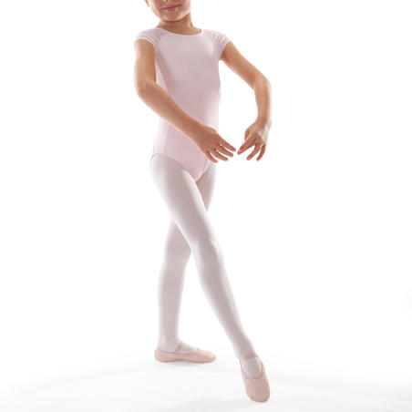 Купальник с короткими рукавами для классического танца для девочек бледно-розовый