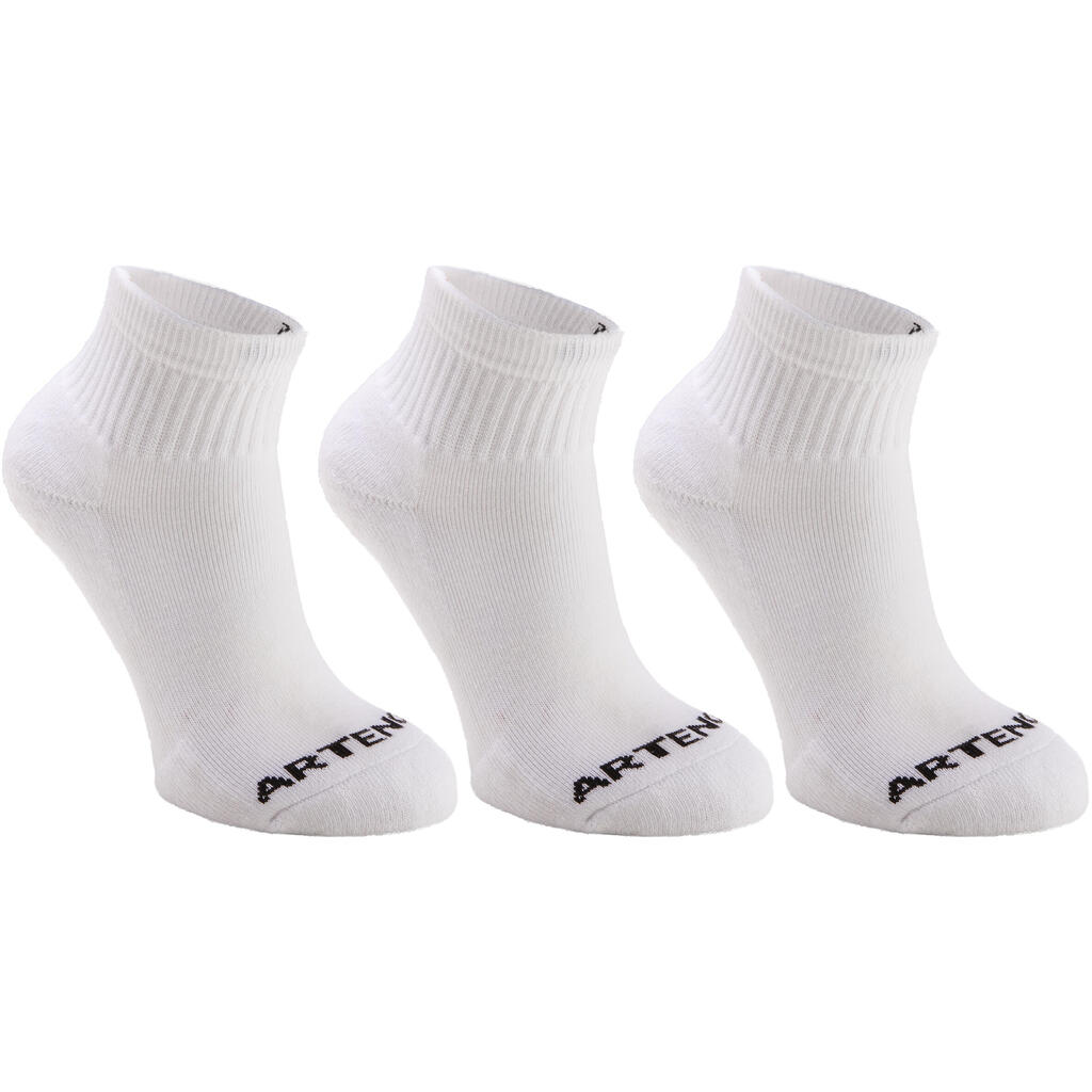 CALCETINES MEDIOS TENIS Niños  ARTENGO  RS 100 PAQ DE 3 BLANCO