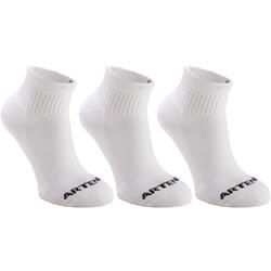 CHAUSSETTES SPORTS DE RAQUETTES MI-HAUTES JR ARTENGO RS 100 BLANCHE LOT DE 3
