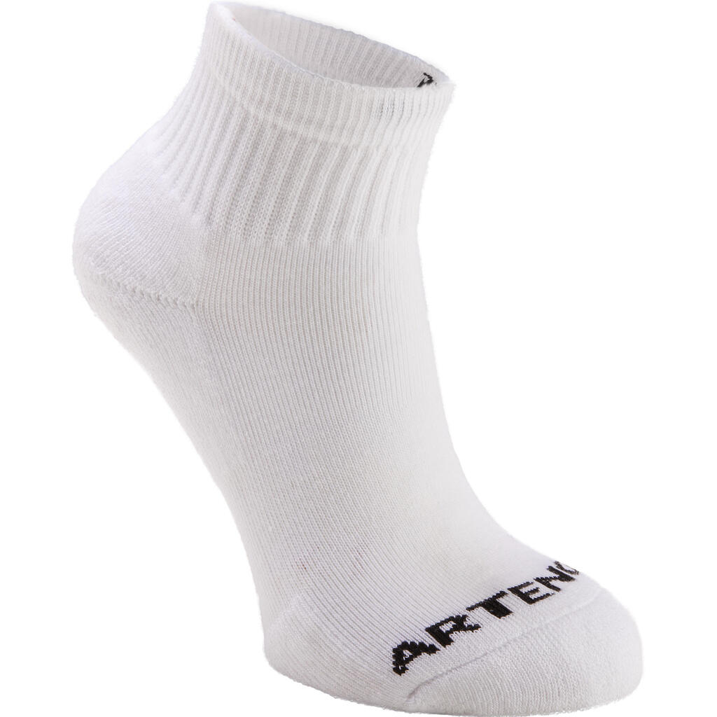 CALCETINES MEDIOS TENIS Niños  ARTENGO  RS 100 PAQ DE 3 BLANCO