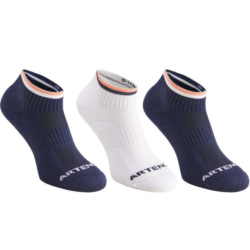ADULT SOCKS Tennis - RS 500 Mid Tri-Pack Navy Coral ARTENGO - Tennis