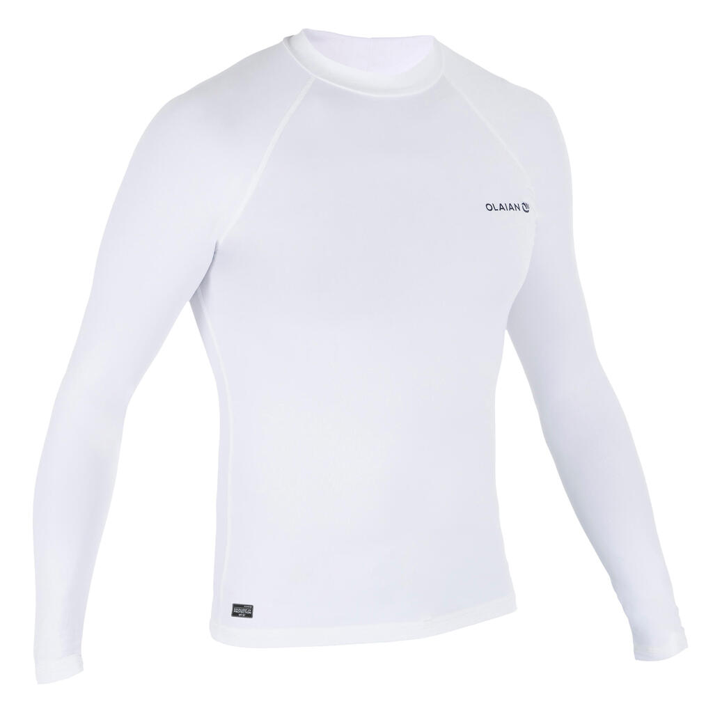 Men's surfing long-sleeved UV-protection top T-shirt 100 - grey