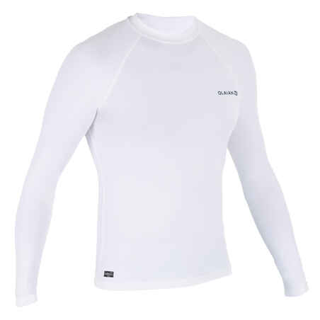 100 Men's Long Sleeve UV Protection Surfing Top T-Shirt - White