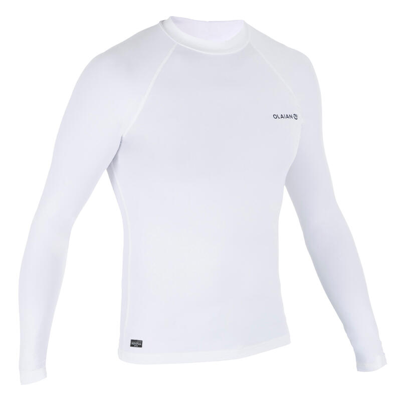 Camiseta manga larga anti-rayos UV surf Top 100 hombre Blanco 