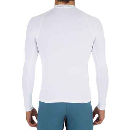 100 Men's Long Sleeve UV Protection Surfing Top T-Shirt - White