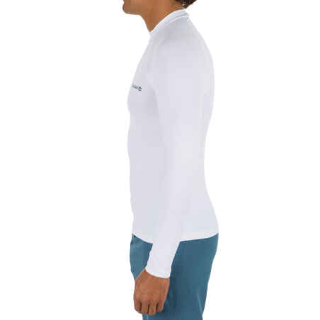 Αντρική μακρυμάνικη μπλούζα 100 με προστασία UV για surf - Λευκό