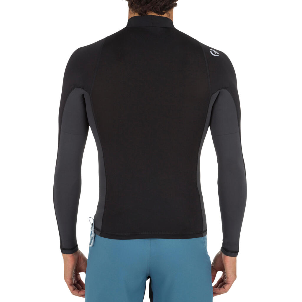 Pánske tričko Top 500 proti UV žiareniu na surf s dlhým rukávom sivomodré