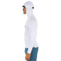 tee shirt anti uv surf top 500 capuche homme blanc