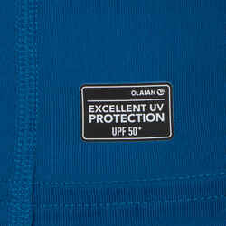 100 Αντρική κοντομάνικη μπλούζα αντηλιακής προστασίας για σέρφινγκ - Μπλε