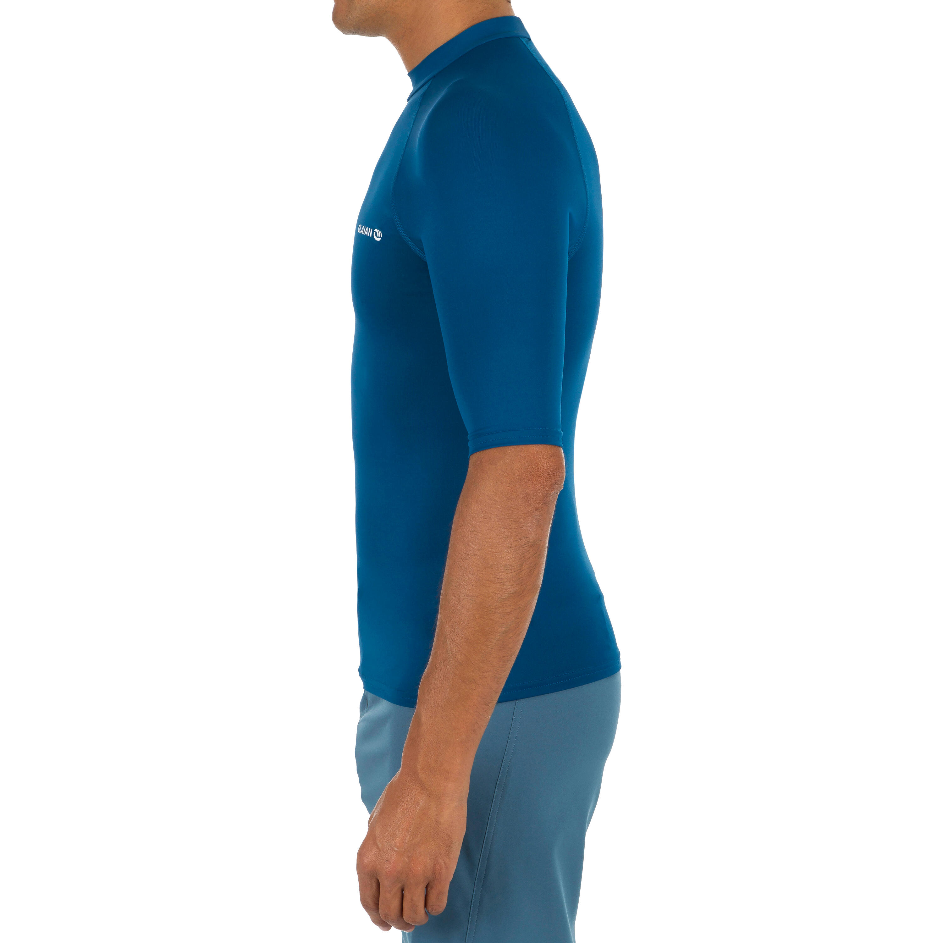 Men’s AntiUV Surf Rash Guard 100 Blue Petrol blue‎ Olaian