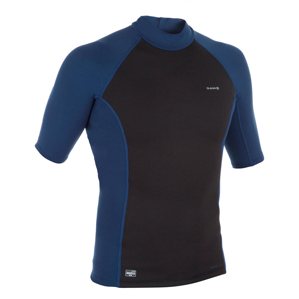 Men's short-sleeved neoprene thermal UV-protection surfing T-Shirt top - Black