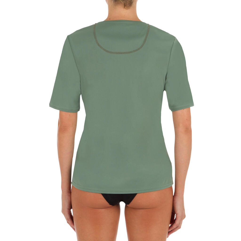 Women's short-sleeved UV-protection surfing water T-shirt - Grey green