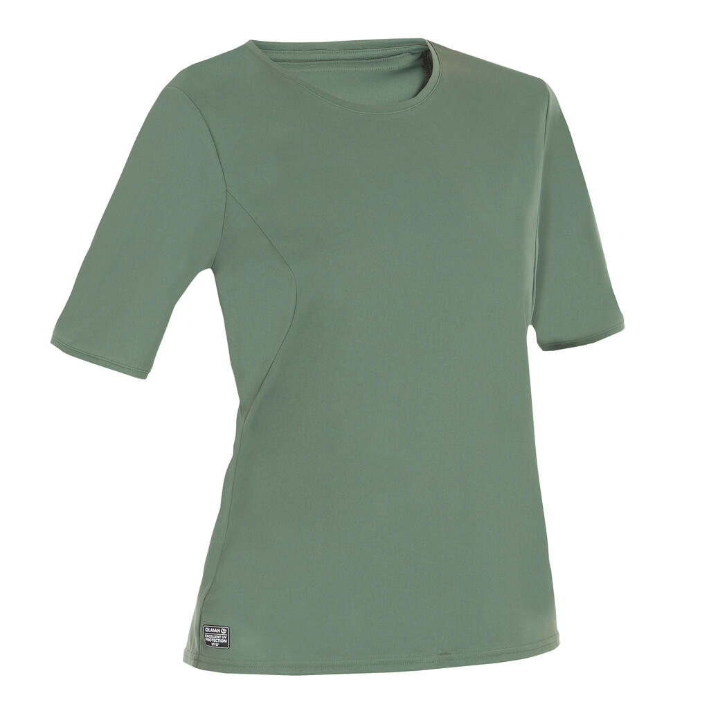 Women's short-sleeved UV-protection surfing water T-shirt - Grey green