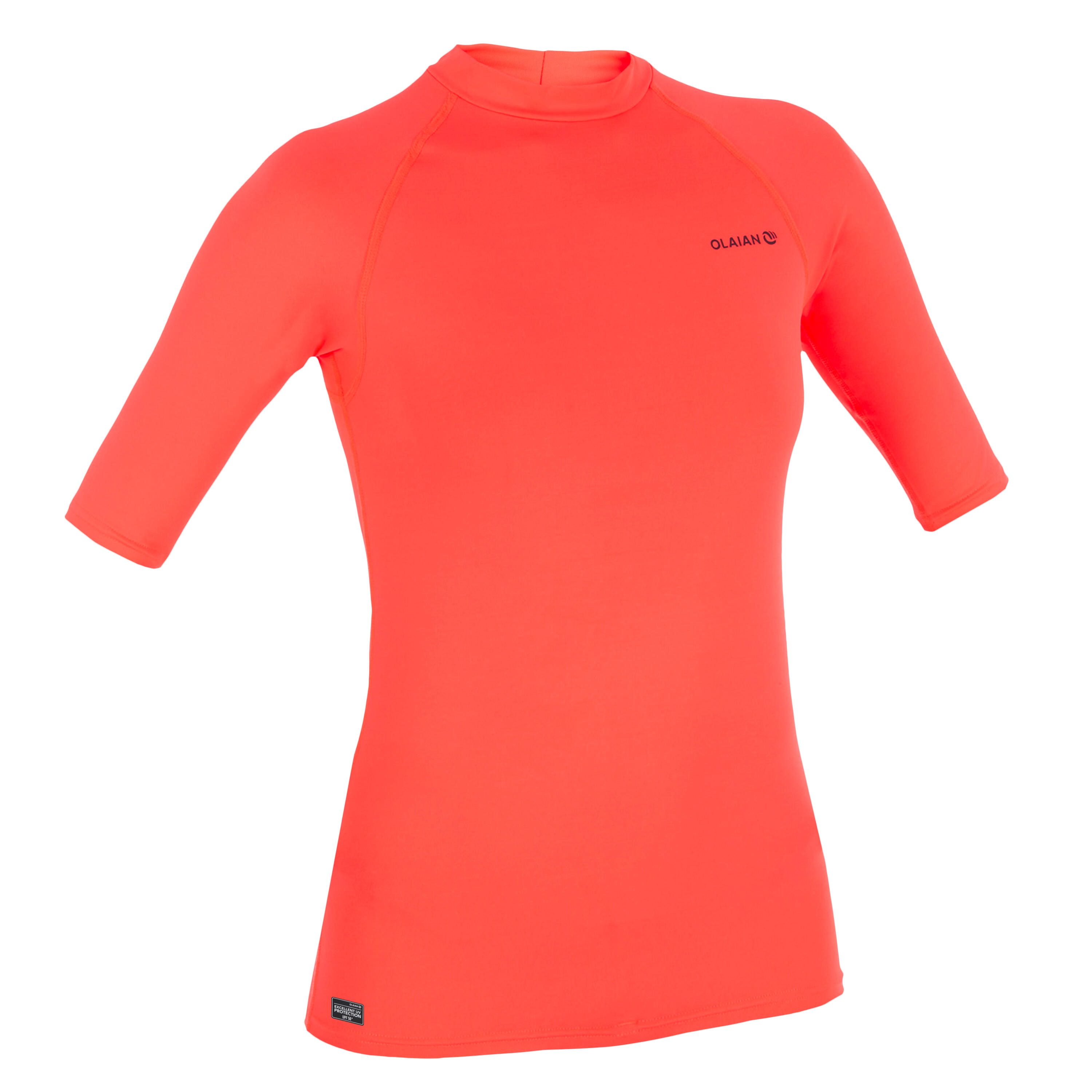 Olaian tee shirt anti uv surf top 100 manches courtes femme Decathlon