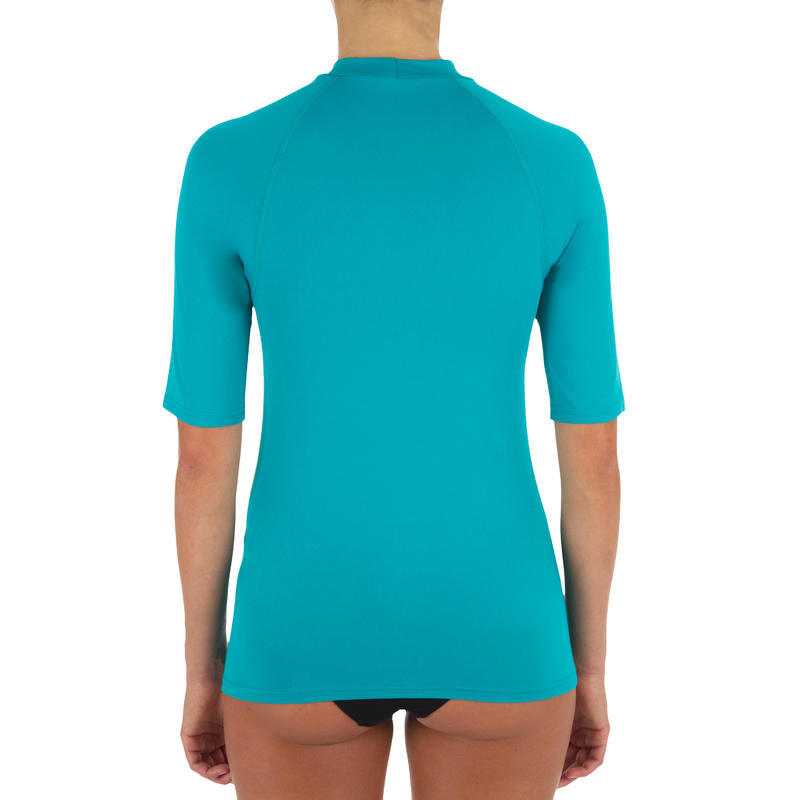 100 Womens Half Sleeve Uv Protection Surfing Top T Shirt Turquoise