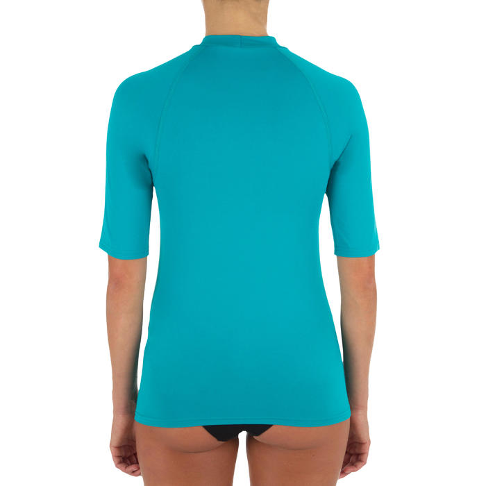 Olaian tee shirt anti uv surf top 100 manches courtes femme Decathlon