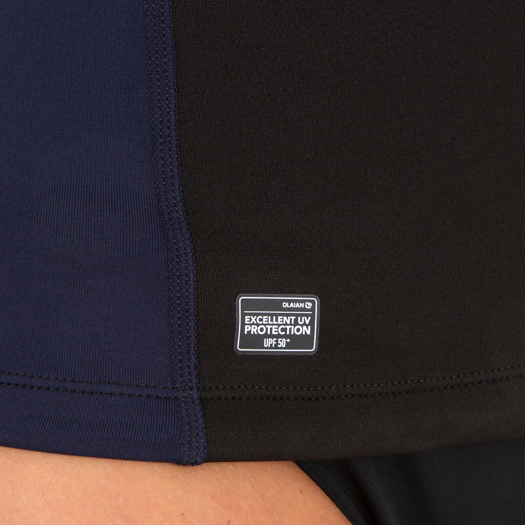 UV-Shirt Surfen Damen langarm Neopren und Fleece - schwarz