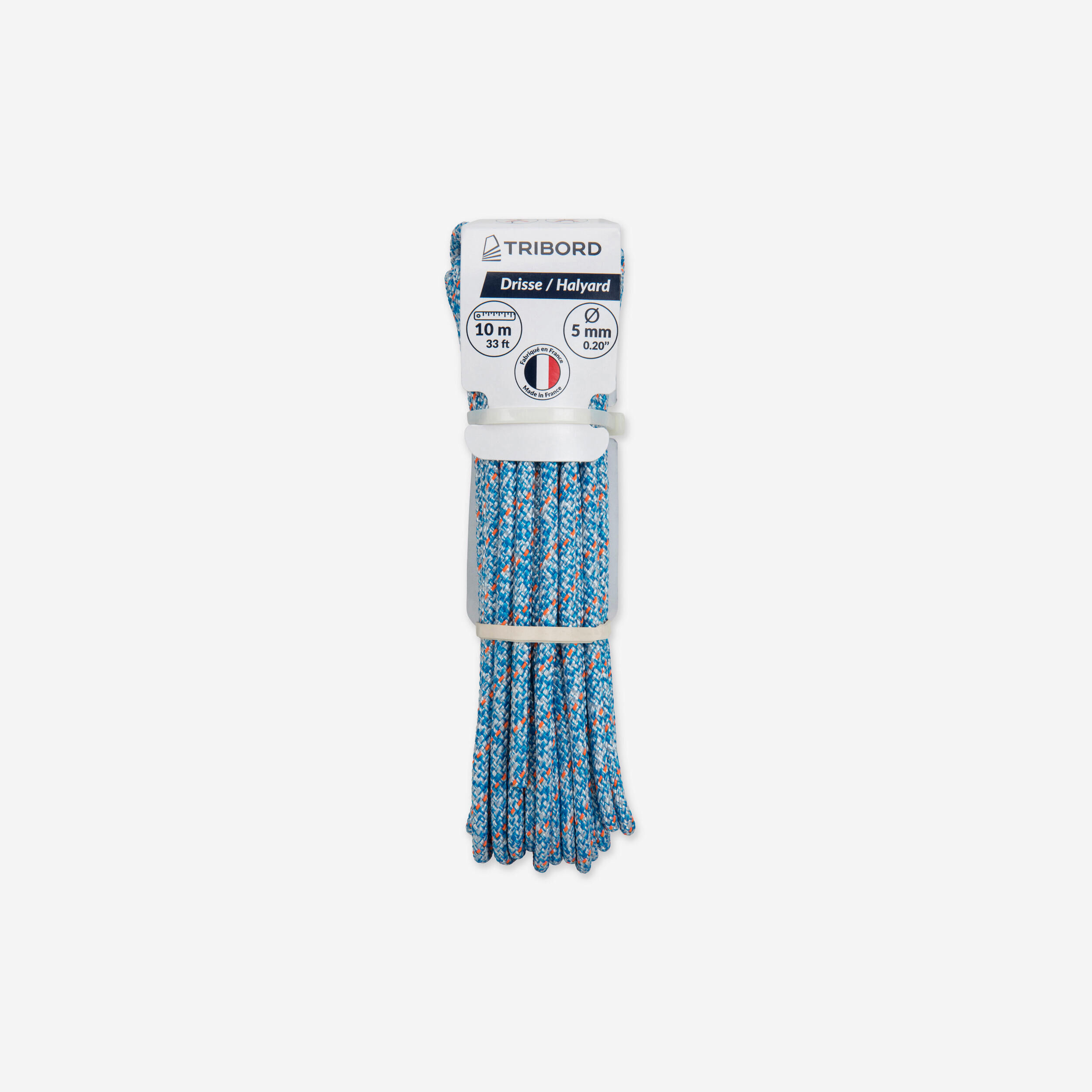 TRIBORD Sailing Halyard 5 mm x 10 m - Blue/White/Orange