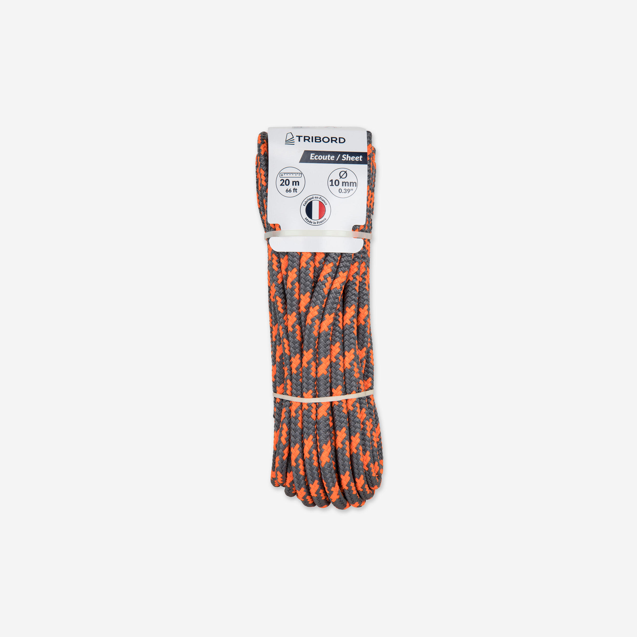 Tribord - Ecoute Bateau 10mmx20m Gris/orange Fluo - Ecoute - Voile Habitable Cerfvolant Wing - Gris-orange - Taille Unique - Decathlon