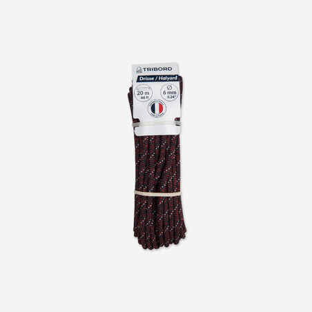 Sailing Halyard 6 mm x 20 m - Burgundy/White